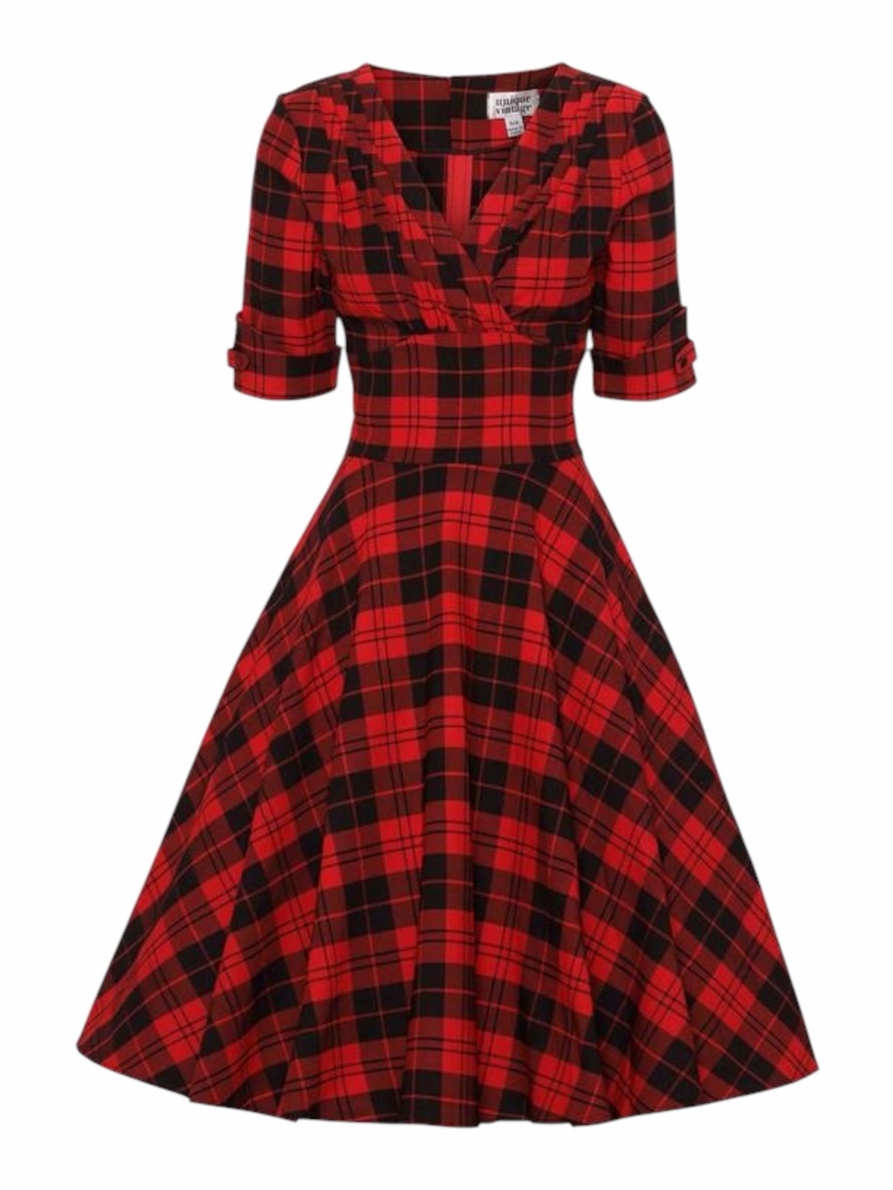 Unique Vintage Delores Plaid Swing Dress Size Large